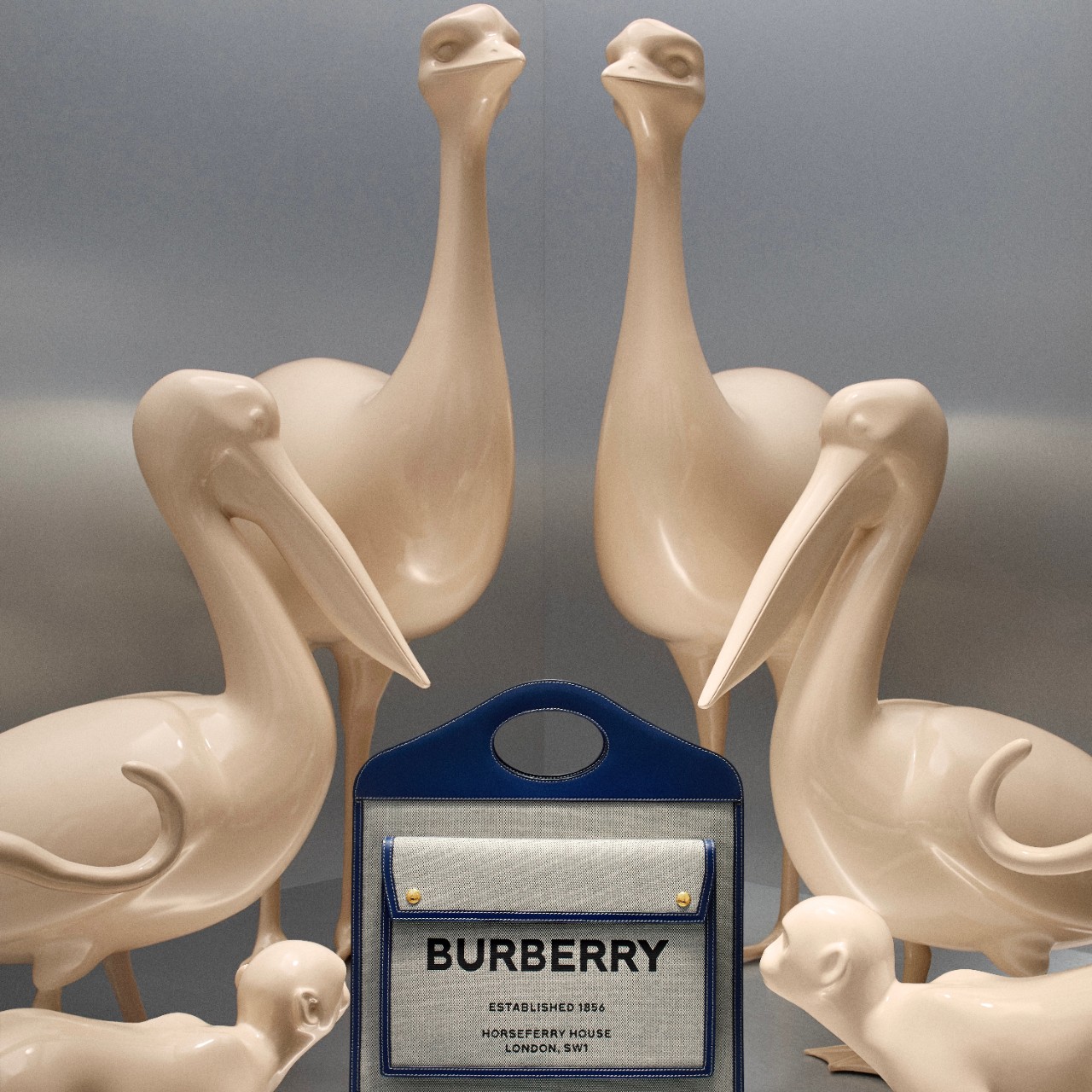 Burberry Mini Leather Swan Pocket Bag